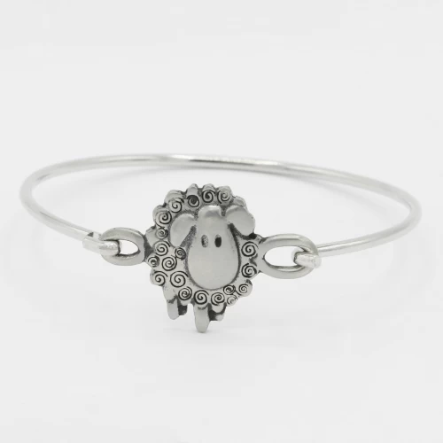 A product image for the product Pewter Sheep Bangle Bracelet.