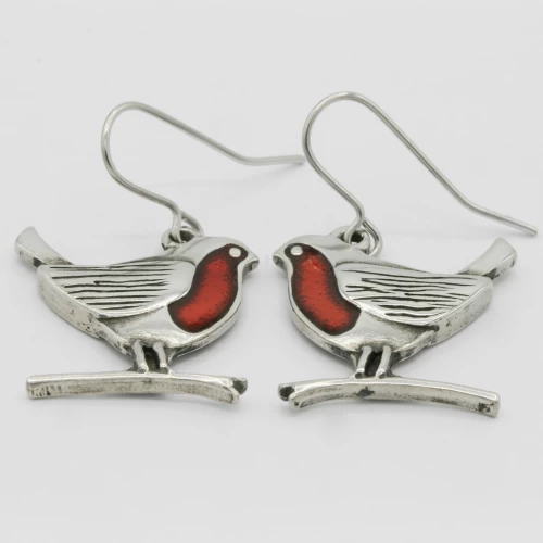 A product image for the product Pewter Robin Earrings.