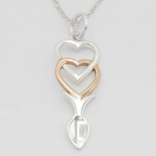 A product image for the product Sterling Silver & Rose Gold Lovespoon Necklace (Style 1).