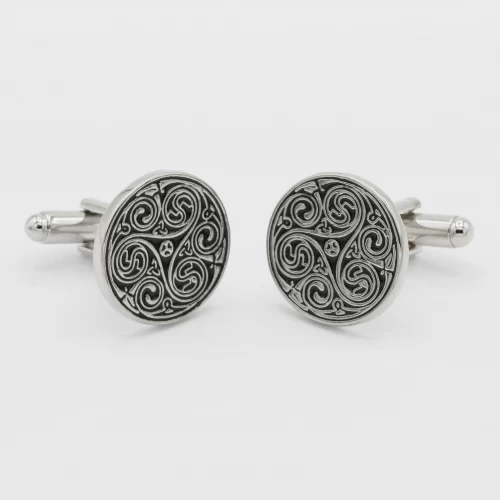 A product image for the product Pewter Triple Swirl Celtic Knot Cufflinks.