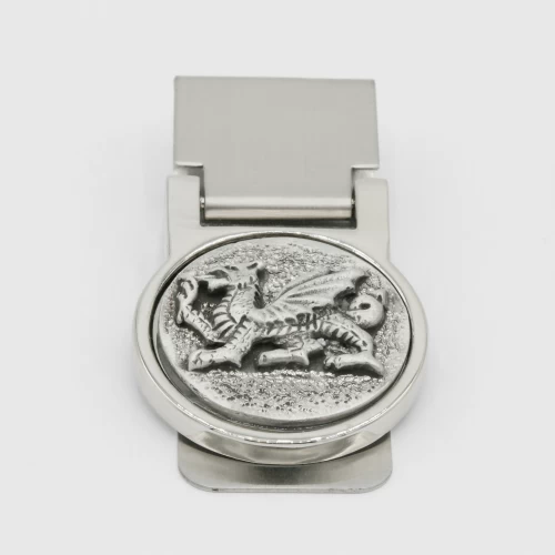 A product image for the product Stainless Steel and Pewter Welsh Dragon Money Clip.