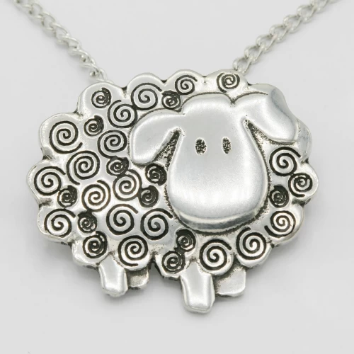 A product image for the product Pewter Swirly Sheep Necklace.