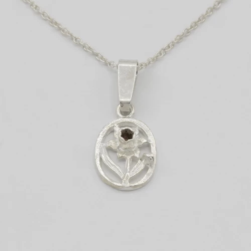 A product image for the product Sterling Silver Oval Daffodil Necklace (Small).