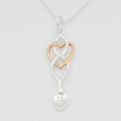 A product image for the product Sterling Silver & Rose Gold Lovespoon Necklace (Style 2).