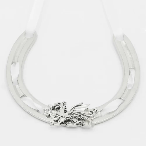 A product image for the product Pewter Horseshoe with Welsh Dragon.