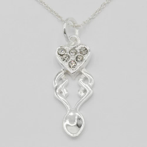 A product image for the product Sterling Silver & Cubic Zirconia Lovespoon Necklace.