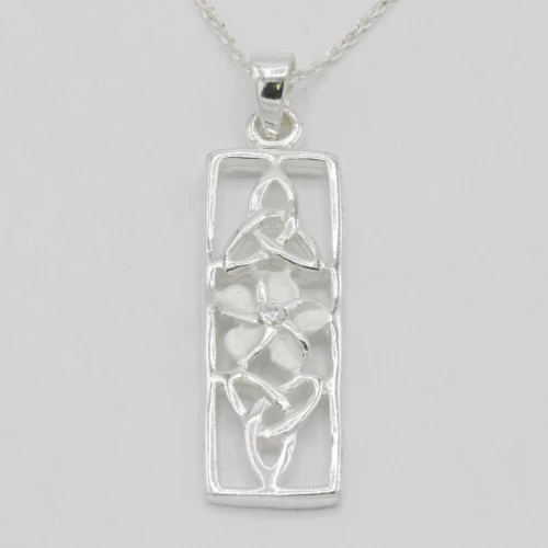 A product image for the product Sterling Silver Celtic Knot and Daffodil Necklace.