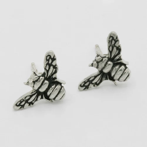 A product image for the product Pewter Bee Stud Earrings.