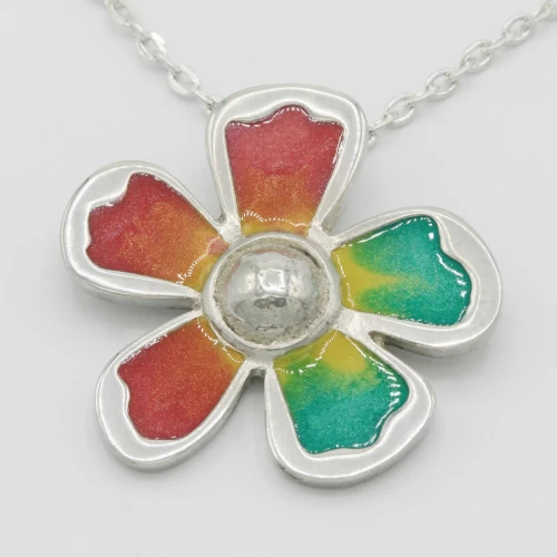 A product image for the product Pewter & Enamel Flower Necklace (Mixed Colours).