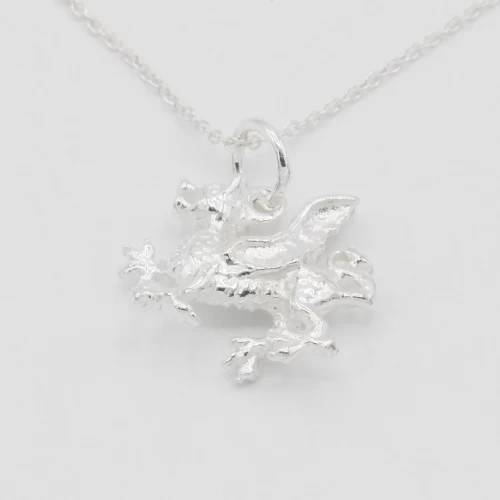 Tiny Welsh Dragon Charm - Silver