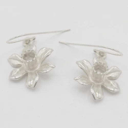 A product image for the product Sterling Silver Daffodil Drop Earrings (Large).