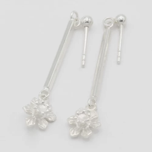 A product image for the product Sterling Silver Daffodil Bar Drop Earrings.