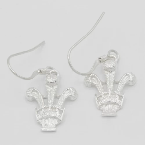 A product image for the product Sterling Silver Three Feathers Drop Earrings.