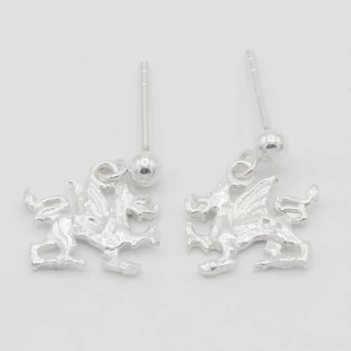 A product image for the product Sterling Silver Welsh Dragon Stud Earrings.