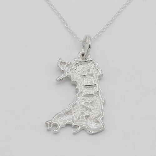 A product image for the product Sterling Silver Wales Map Necklace.